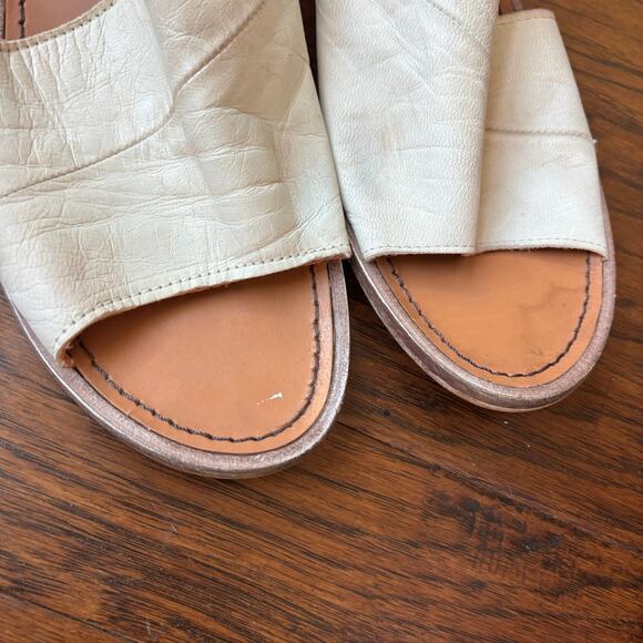 Free People Mont Blanc Distressed Leather Sandals Cream Boho Sz 41 11 - Picture 2 of 11